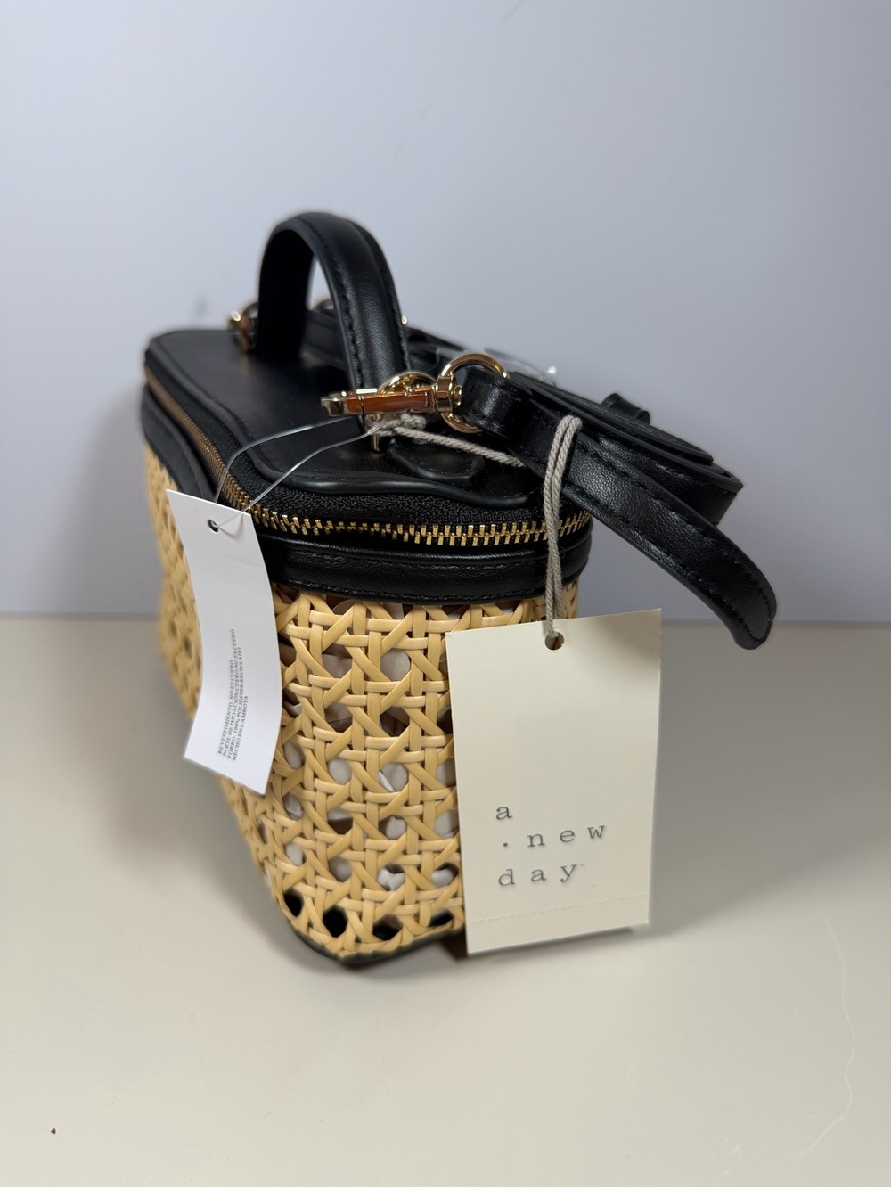 a new day Woven Rattan Mini Bag with Black Trim - Picture 2 of 5